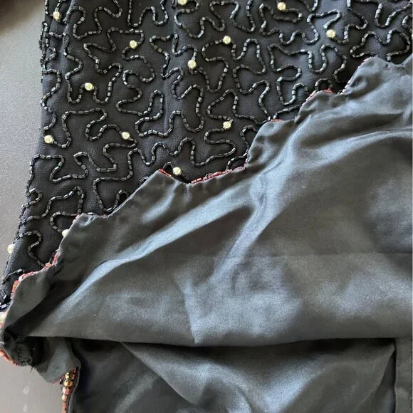 Vintage 90s Laurence Kazar Women Top Size XL Sequin Beaded Floral Party Holiday - Picture 10 of 13